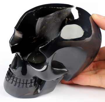 5.2" Premium Brazilian Agate Hand Carved Mitchell-Hedges Crystal Skull Replica Sculpture, Crystal Healing
