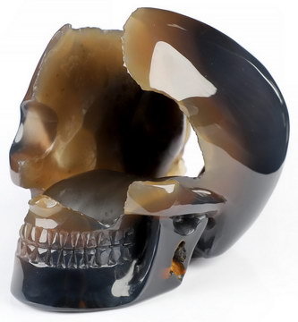 6.3" Premium Brazilian Agate Hand Carved Mitchell-Hedges Crystal Skull Replica Sculpture, Crystal Healing