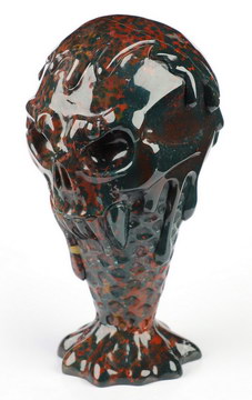 5.7" Bloodstone Hand Carved Icecream Crystal Skull Fine Art Sculpture, Crystal Healing