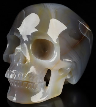 3.3" Premium Brazilian Agate Hand Carved Crystal Skull, Super Realistic, Crystal Healing