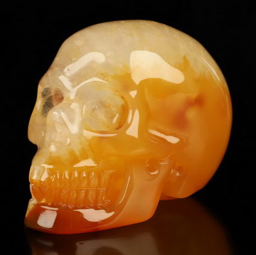 2.0" Carnelian Hand Carved Crystal Skull, Realistic, Crystal Healing