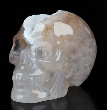 2.0" Agate Geode Hand Carved Crystal Skull, Realistic, Crystal Healing