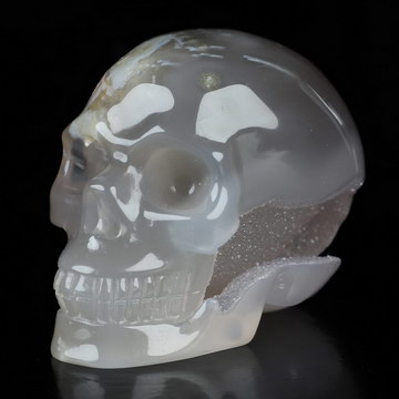 2.0" Agate Hand Carved Crystal Skull, Realistic, Crystal Healing