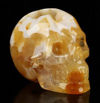 2.0" Agate Geode Hand Carved Crystal Skull, Realistic, Crystal Healing
