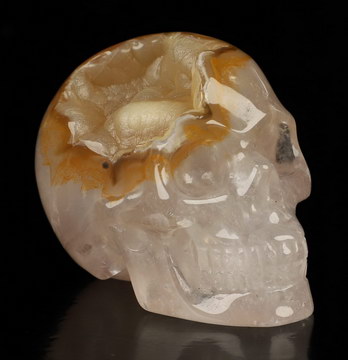 2.0" Agate Geode Hand Carved Crystal Skull, Realistic, Crystal Healing