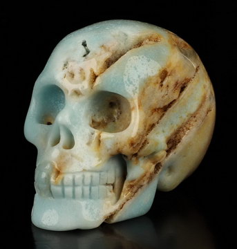 2.0" Chinese Amazonite Hand Carved Crystal Skull, Realistic, Crystal Healing