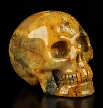 2.0" Crazy Lace Agate Hand Carved Crystal Skull, Realistic, Crystal Healing