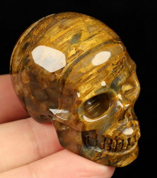 2.0" New Pietersite Hand Carved Crystal Skull, Realistic, Crystal Healing