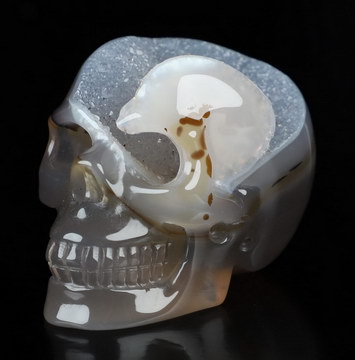2.0" Agate Geode Hand Carved Crystal Skull, Realistic, Crystal Healing