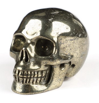 2.0" Pyrite Hand Carved Crystal Skull, Realistic, Crystal Healing
