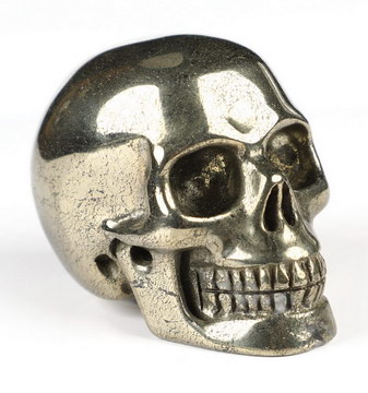 2.0" Pyrite Hand Carved Crystal Skull, Realistic, Crystal Healing