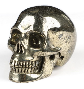 2.0" Pyrite Hand Carved Crystal Skull, Realistic, Crystal Healing