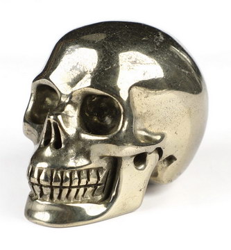 2.0" Pyrite Hand Carved Crystal Skull, Realistic, Crystal Healing