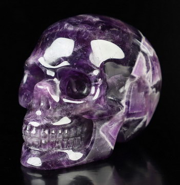 2.0" Dream Chevron Amethyst Hand Carved Crystal Skull, Realistic, Crystal Healing