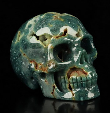 1.9" Green Grape Agate Hand Carved Crystal Skull, Realistic, Crystal Healing