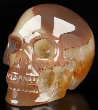 3.0" Agate Hand Carved Crystal Skull, Realistic, Crystal Healing