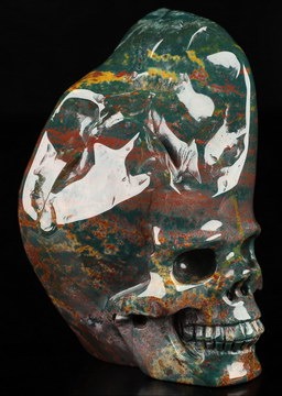 3.7" Bloodstone Hand Carved Crystal Skull Fine Art Sculpture, Crystal Healing