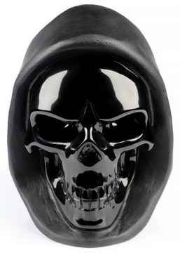 5.3" Frosted Black Obsidian Hand Carved Death Crystal Skull Sculpture, Crystal Healing