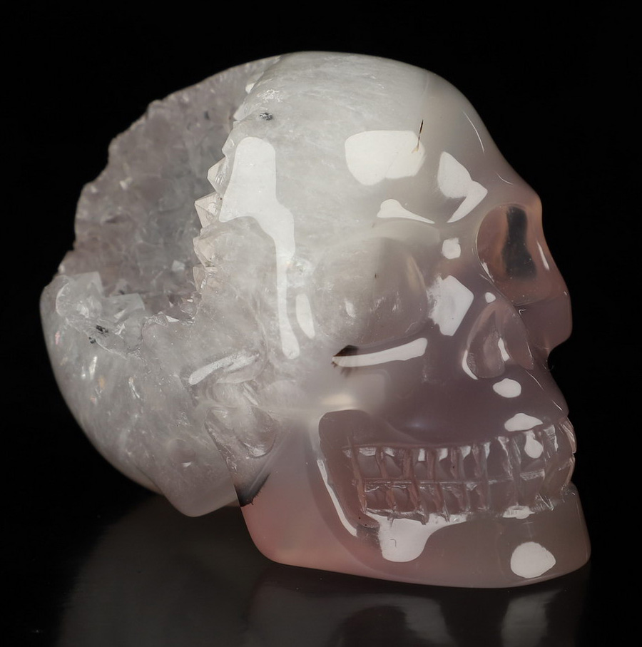 2.0" Agate Geode Hand Carved Crystal Skull, Realistic, Crystal Healing