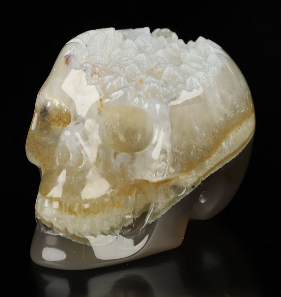 2.0" Agate Geode Hand Carved Crystal Skull, Realistic, Crystal Healing