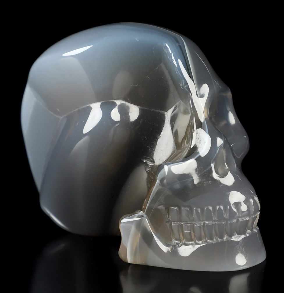 2.0" Agate Hand Carved Crystal Skull, Realistic, Crystal Healing