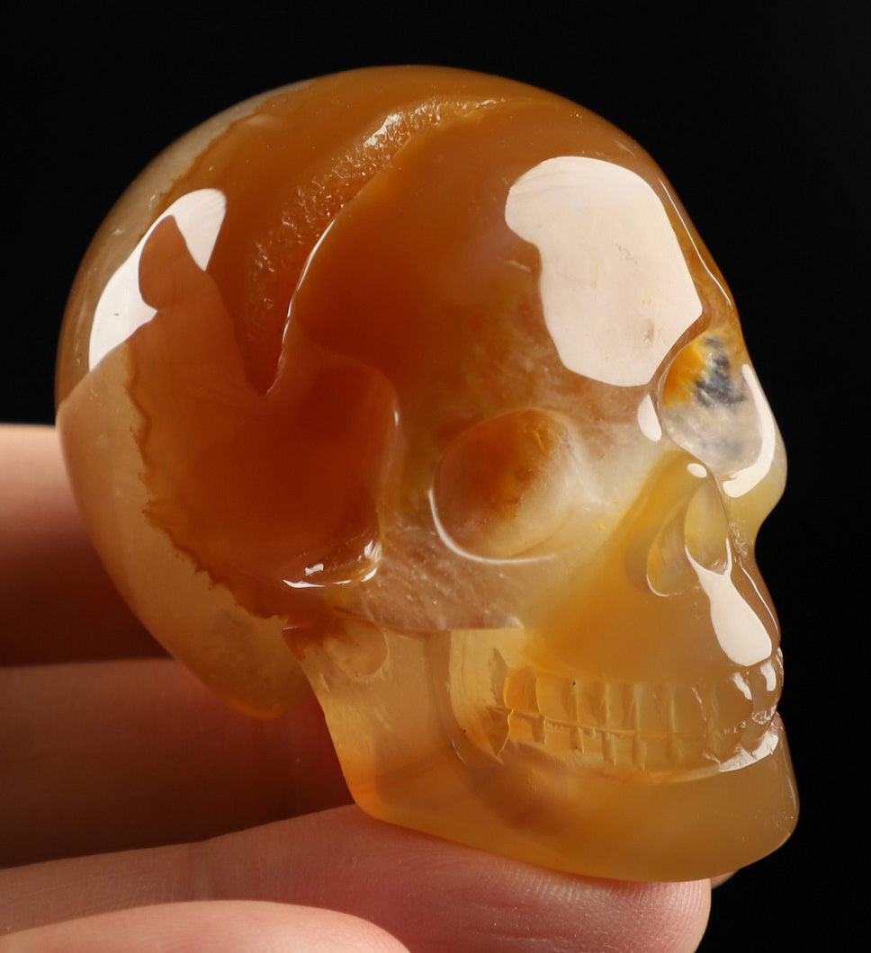 2.0" Agate Geode Hand Carved Crystal Skull, Realistic, Crystal Healing