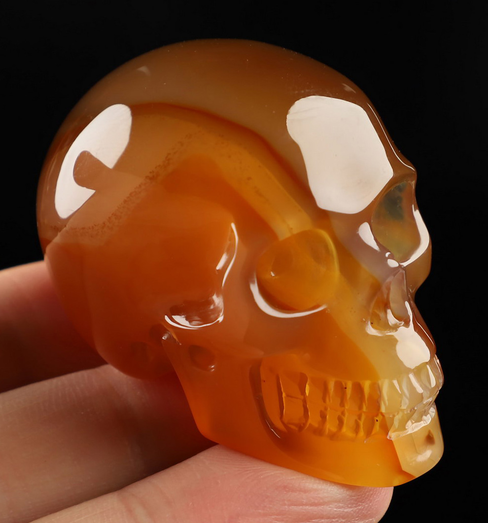 2.0" Agate Hand Carved Crystal Skull, Realistic, Crystal Healing