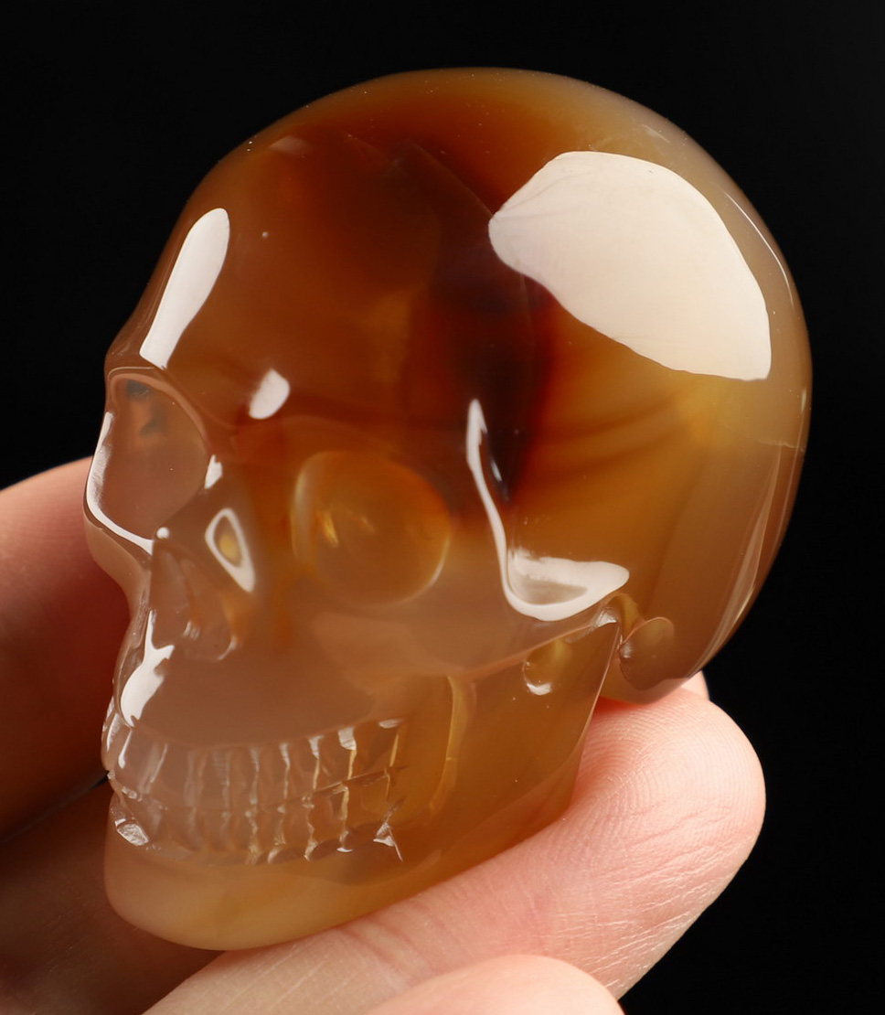 2.0" Carnelian Hand Carved Crystal Skull, Realistic, Crystal Healing