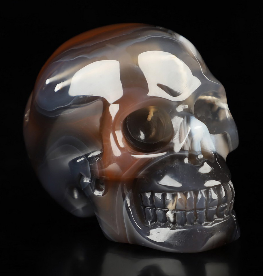Gemstone 2.0" Mozambique Agate Hand Carved Crystal Skull, Realistic, Crystal Healing