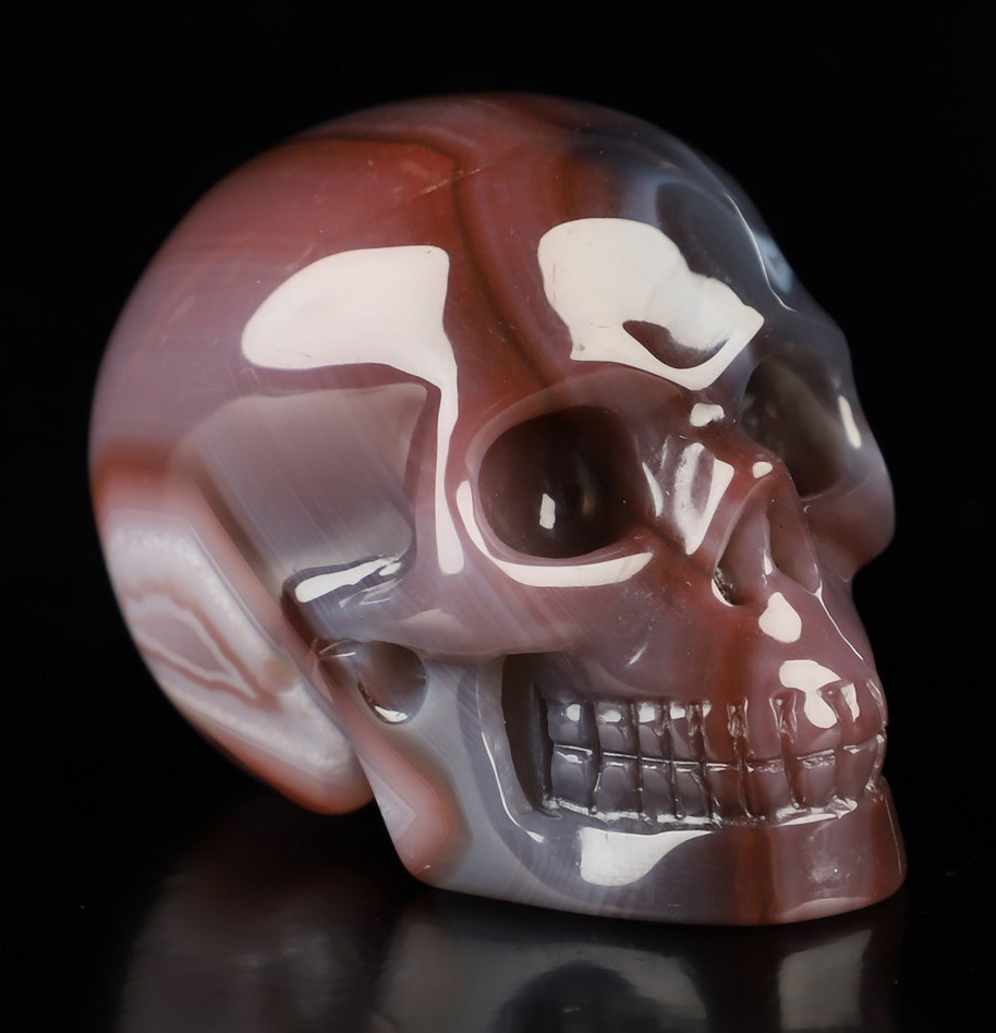 Gemstone 2.0" Mozambique Agate Hand Carved Crystal Skull, Realistic, Crystal Healing