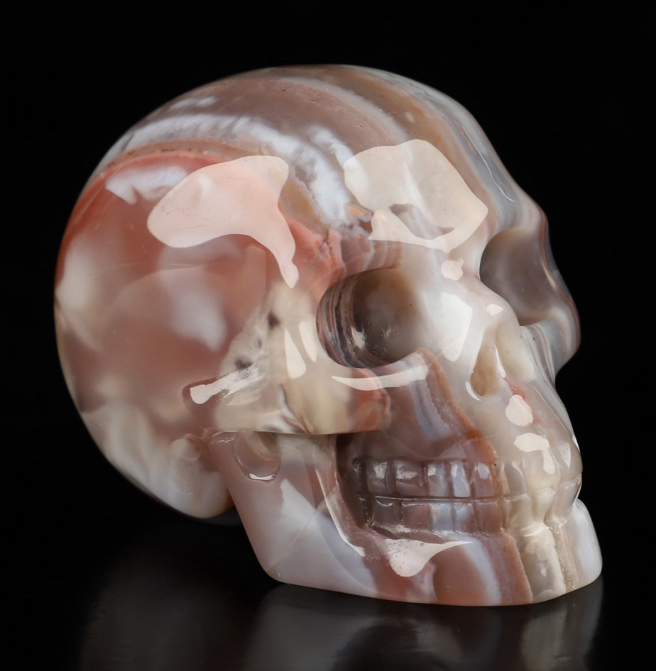 Gemstone 2.0" Mozambique Agate Hand Carved Crystal Skull, Realistic, Crystal Healing
