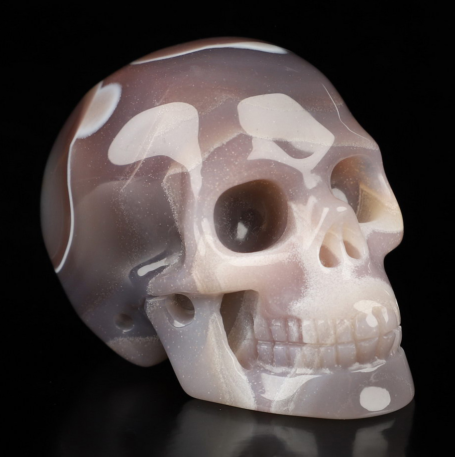 Gemstone 2.0" Mozambique Agate Hand Carved Crystal Skull, Realistic, Crystal Healing