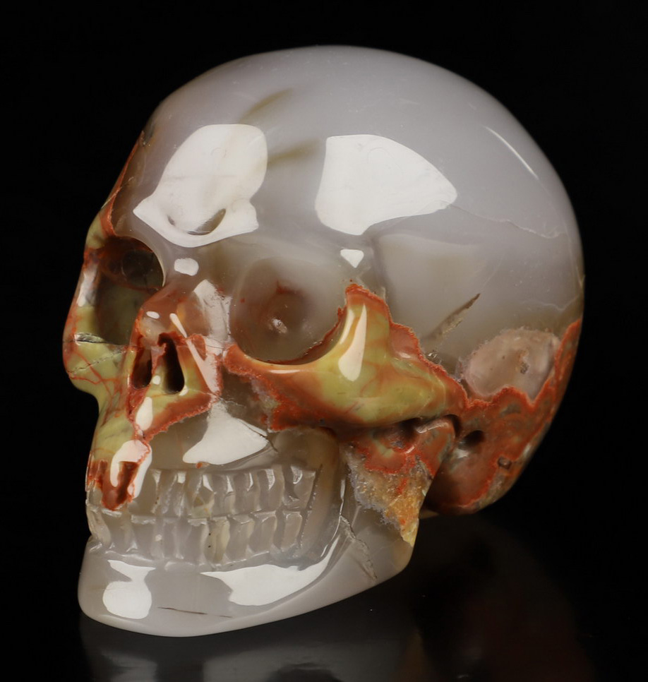 2.0" Morris Jasper Hand Carved Crystal Skull, Realistic, Crystal Healing