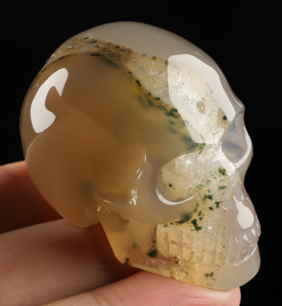 2.0" Agate Hand Carved Crystal Skull, Realistic, Crystal Healing