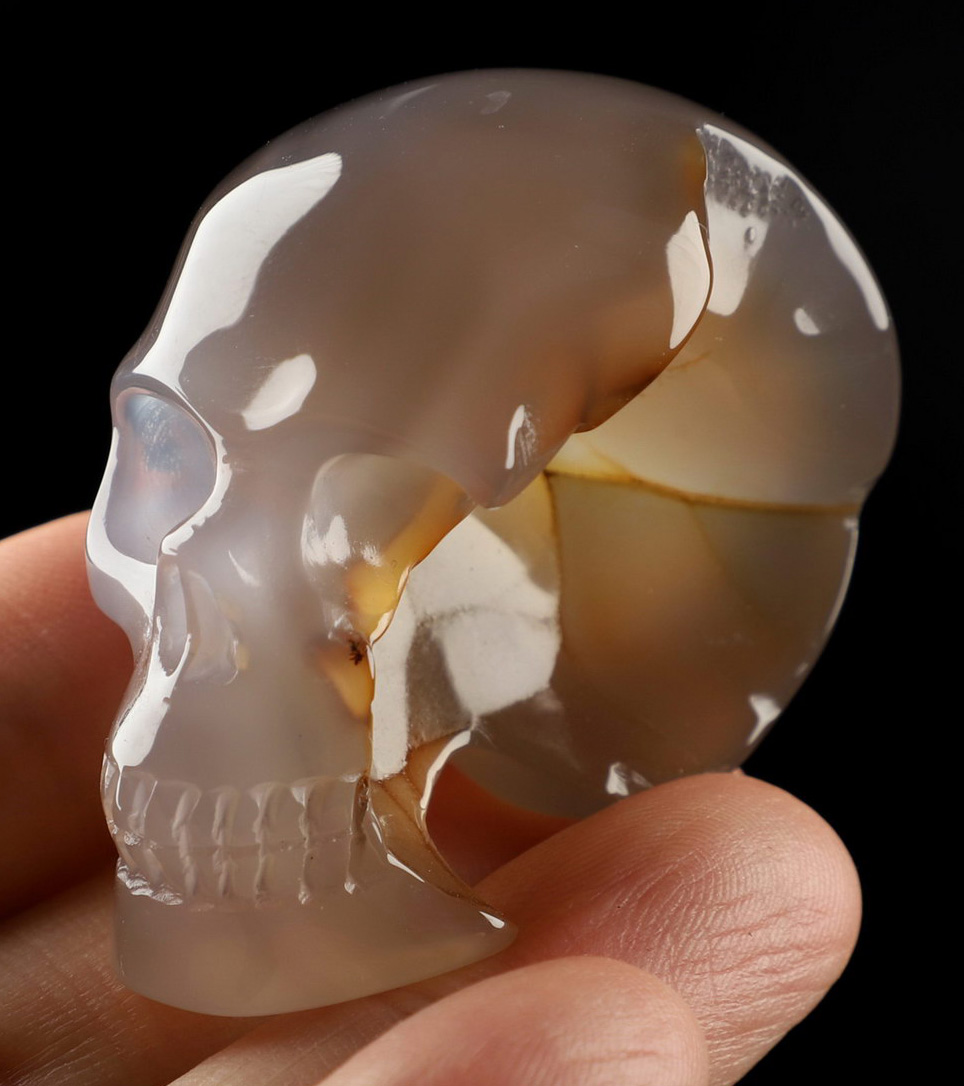 2.0" Agate Hand Carved Crystal Skull, Realistic, Crystal Healing