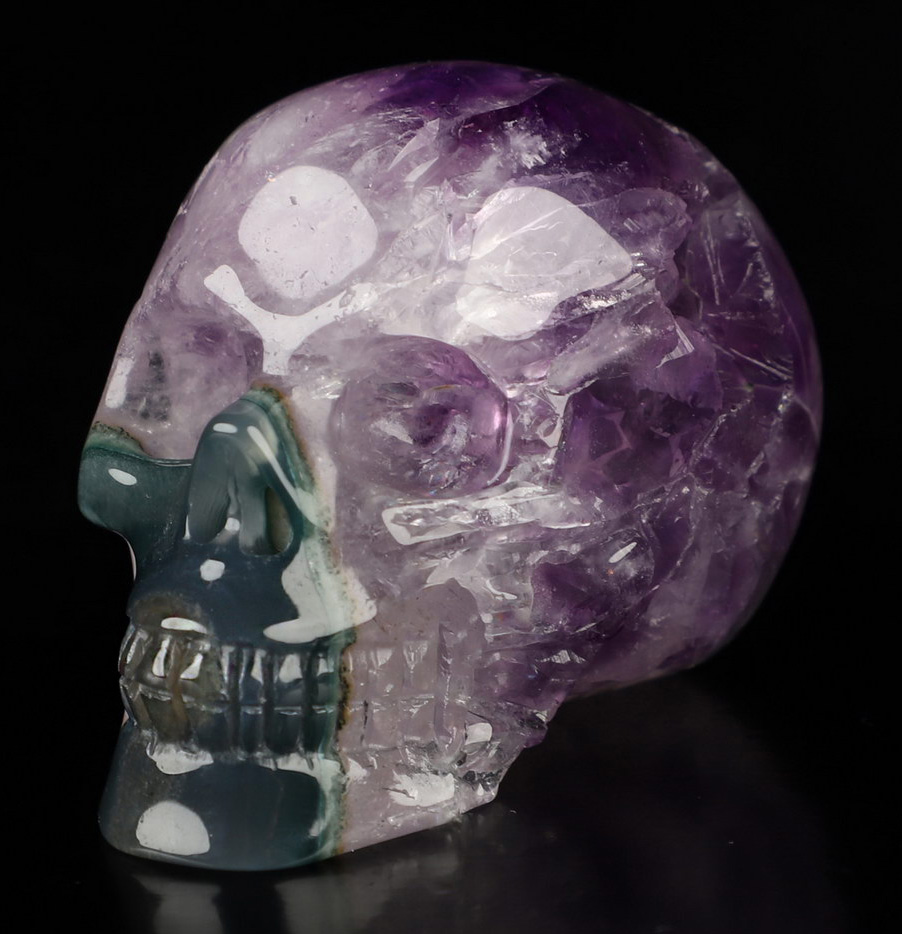 2.0" Amethyst & Agate Hand Carved Crystal Skull, Realistic, Crystal Healing 2.0" Amethyst & Agate Hand Carved Crystal Skull, Realistic, Crystal Healing