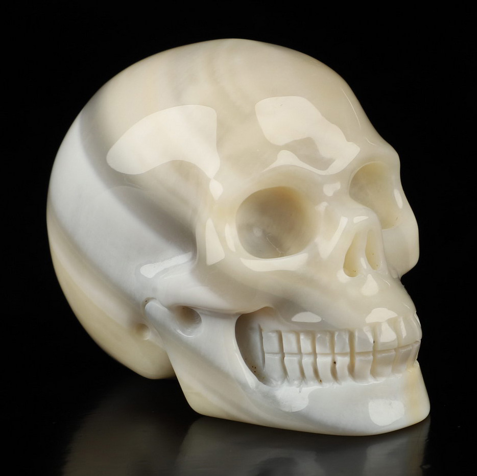 2.0" Agate Hand Carved Crystal Skull, Realistic, Crystal Healing