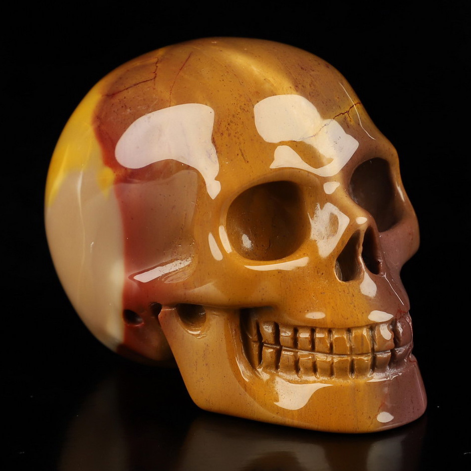 2.0" Mookaite Jasper Hand Carved Crystal Skull, Realistic, Crystal Healing