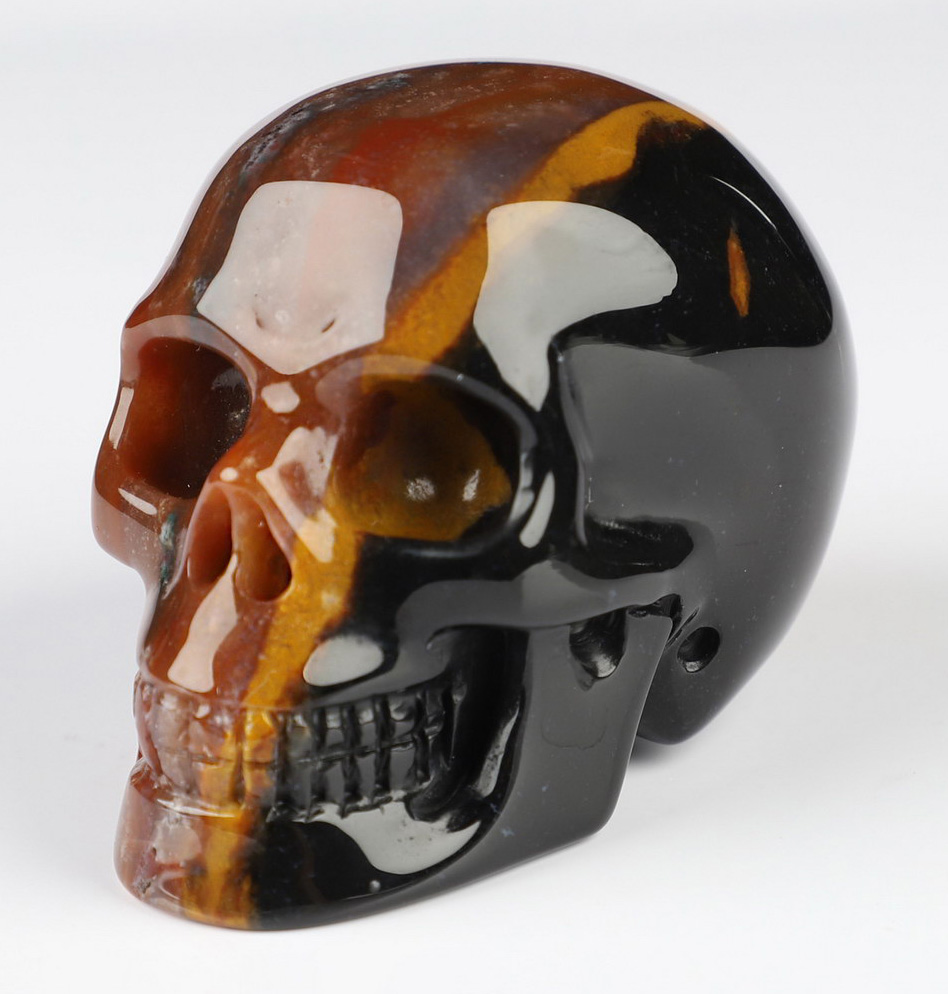 2.0" Black Zebra Agate Hand Carved Crystal Skull, Realistic, Crystal Healing
