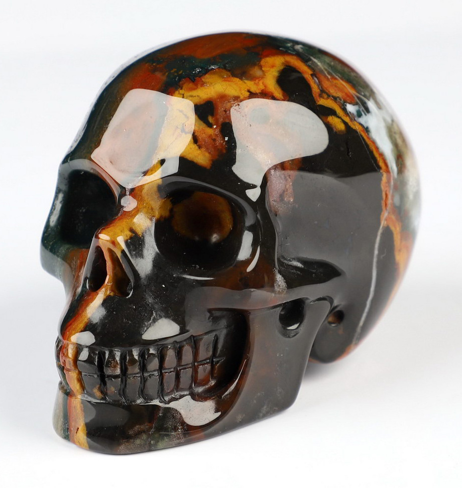 2.0" Black Zebra Agate Hand Carved Crystal Skull, Realistic, Crystal Healing