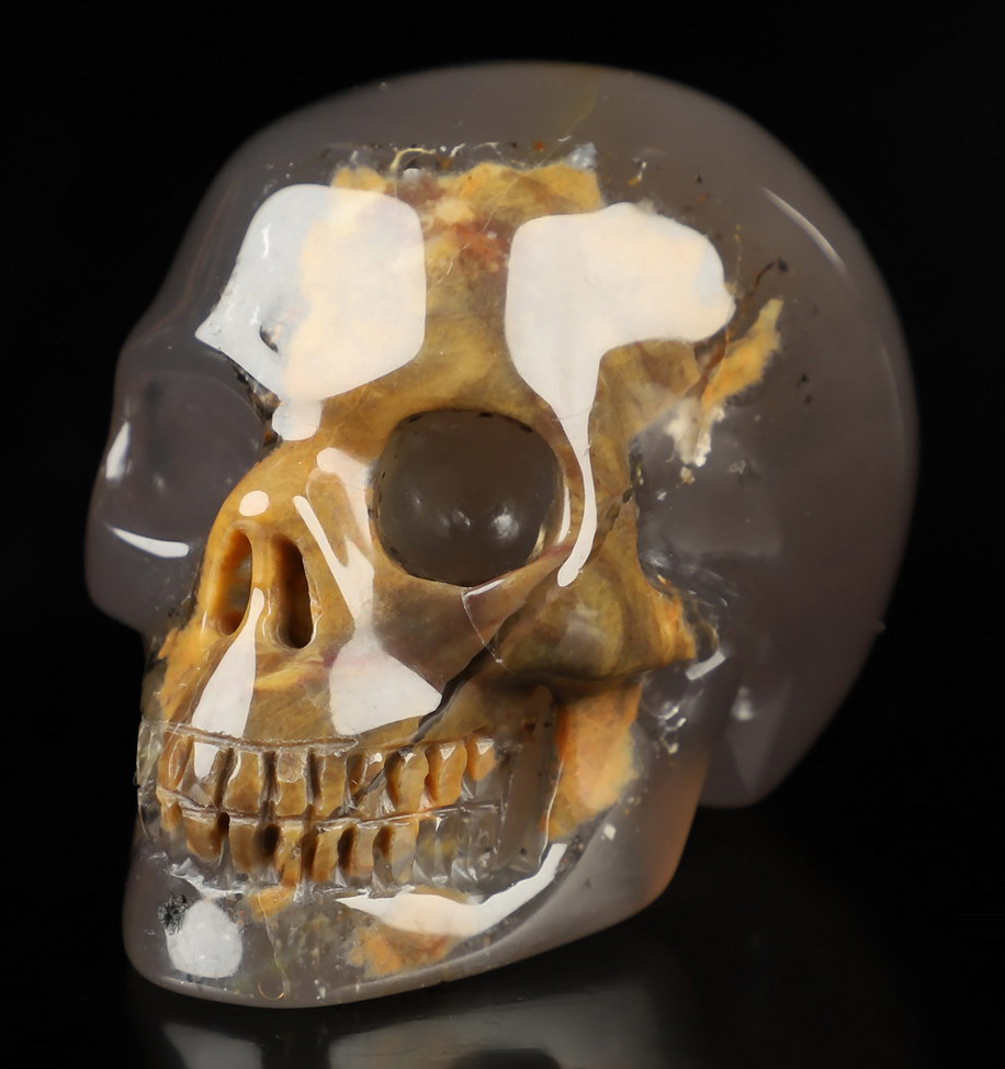 2.0" Dinosaur Egg Agate Hand Carved Crystal Skull, Realistic, Crystal Healing
