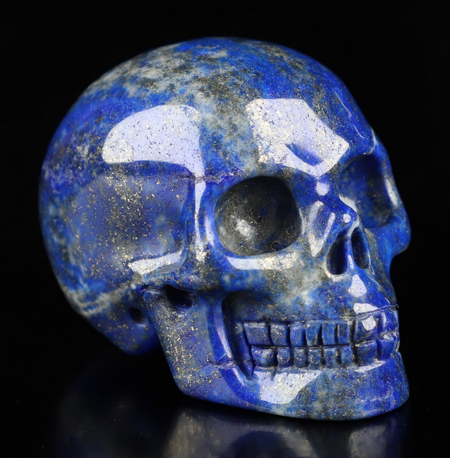 Gemstone 2.0" Lapis Lazuli Hand Carved Crystal Skull, Realistic, Crystal Healing