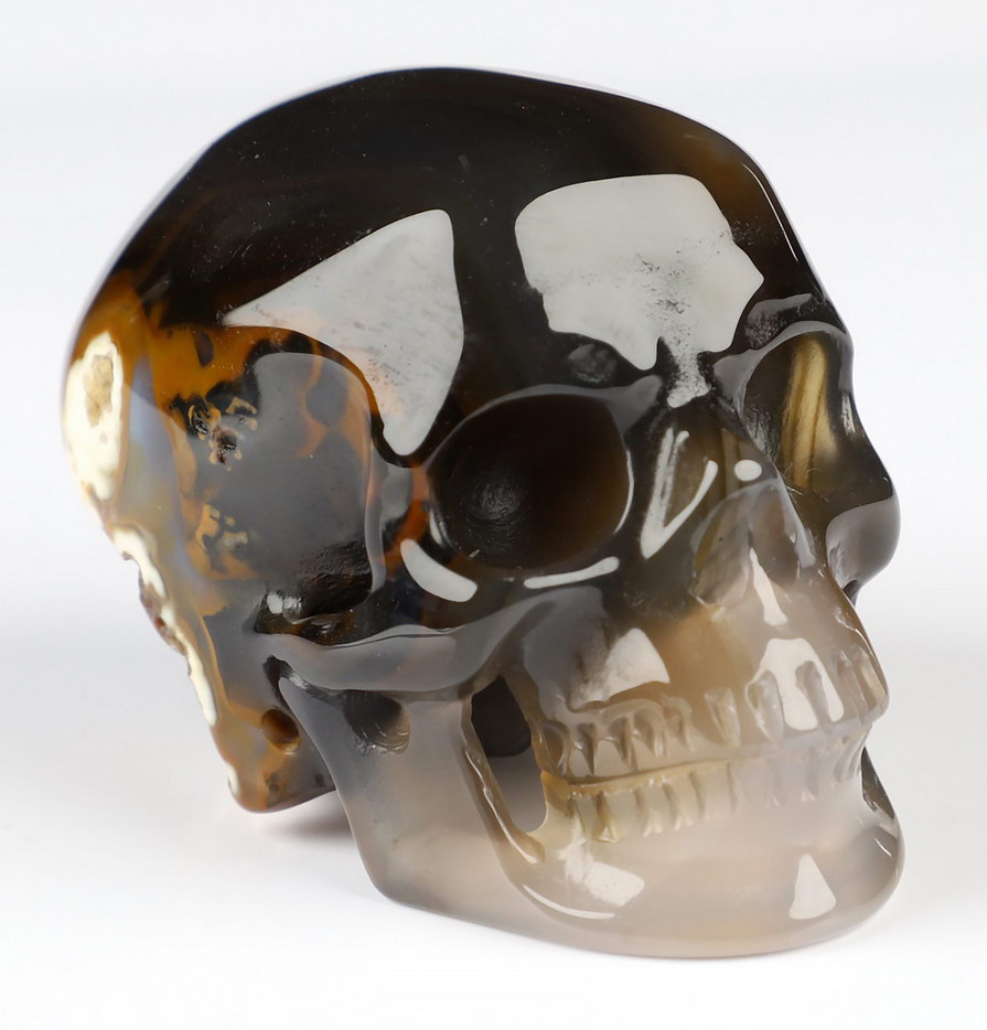 1.9" Premium Brazilian Agate Hand Carved Crystal Skull, Super Realistic, Crystal Healing