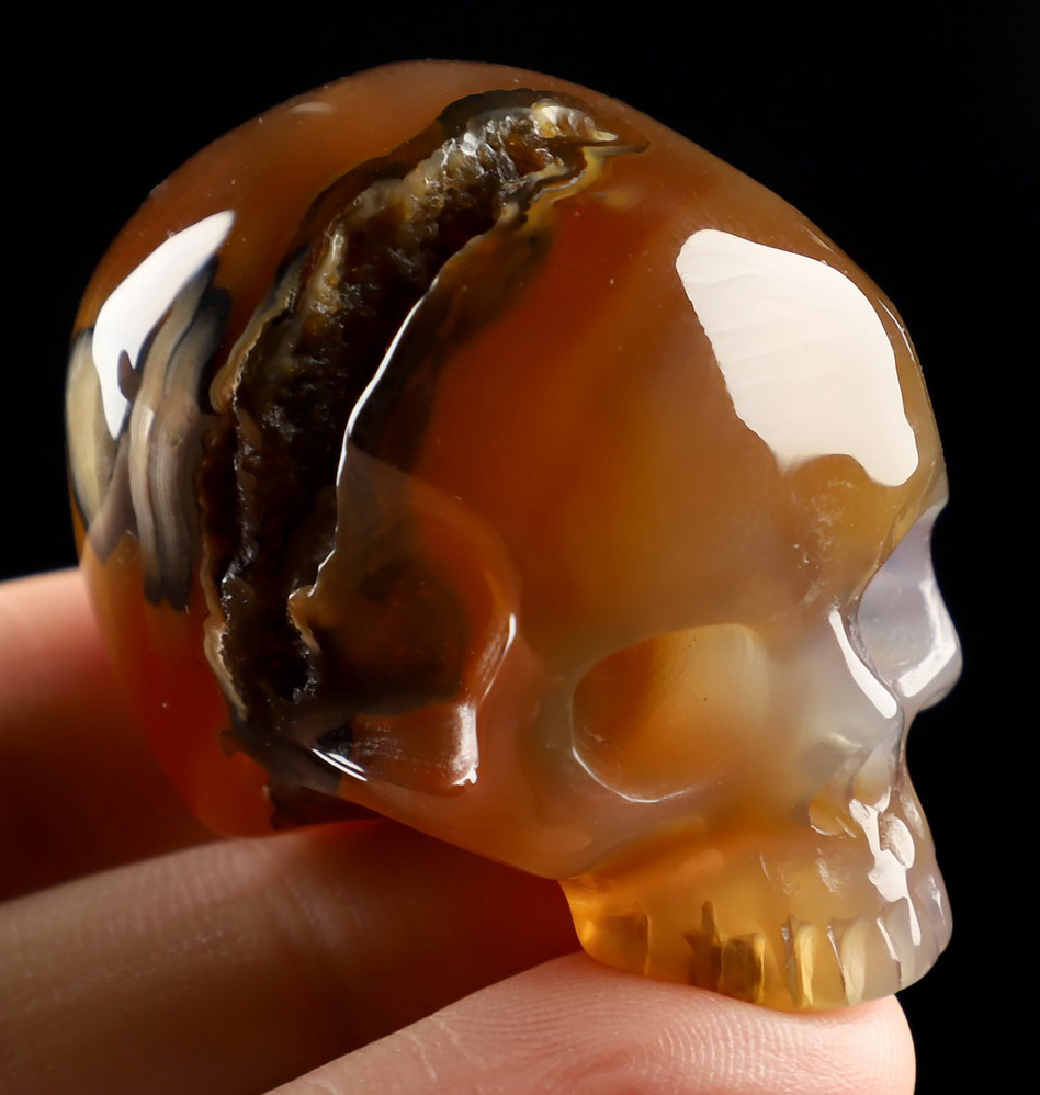 1.8" Premium Brazilian Agate Hand Carved Crystal Skull, Realistic, Crystal Healing