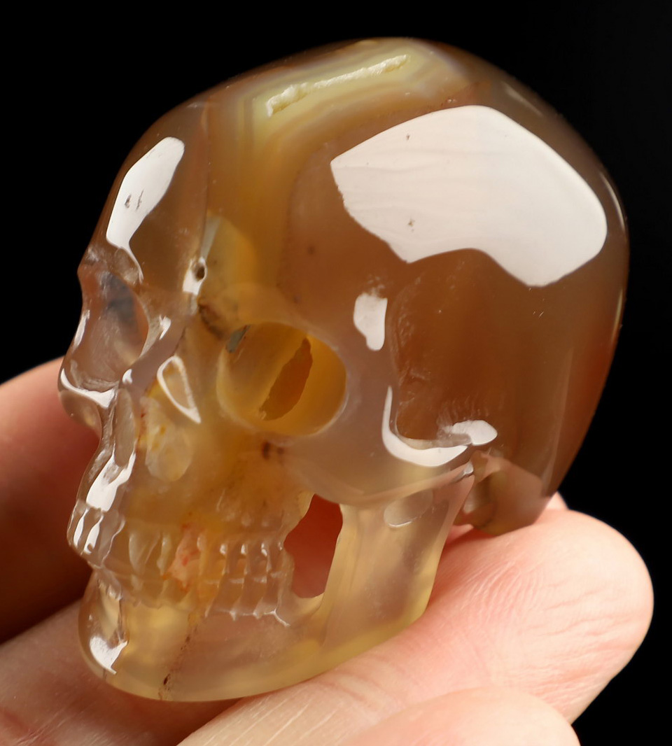 1.9" Premium Brazilian Agate Hand Carved Crystal Skull, Super Realistic, Crystal Healing