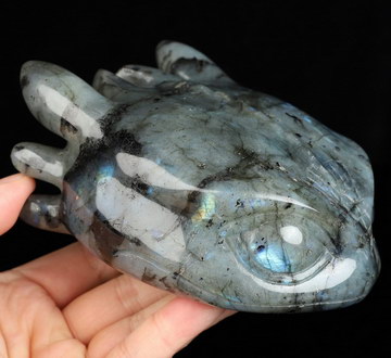 5.1" Labradorite Hand Carved Crystal Toothless Dragon Fine Art Sculpture, Crystal Healing