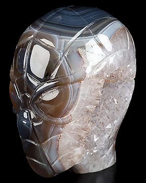 4.9" Premium Brazilian Agate Geode Hand Carved Crystal Spider Man Fine Art Sculpture, Crystal Healing