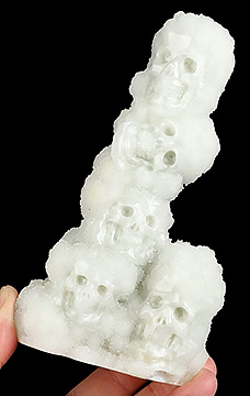 5.9" Quartz rock druse Hand Carved Crystal Skulls Fine Art Sculpture, Crystal Healing