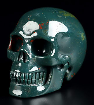 2.0" Bloodstone Hand Carved Crystal Skull, Realistic, Crystal Healing