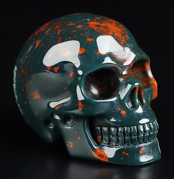 2.0" Bloodstone Hand Carved Crystal Skull, Realistic, Crystal Healing 2.0" Bloodstone Hand Carved Crystal Skull, Realistic, Crystal Healing